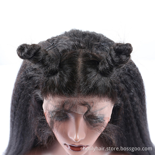 Shmily New Product Raw Wigs Unprocessed 100% Brazilian Cuticle Aligned 13x4 Yaki Hair Style kinky Straight Human Hair Wig